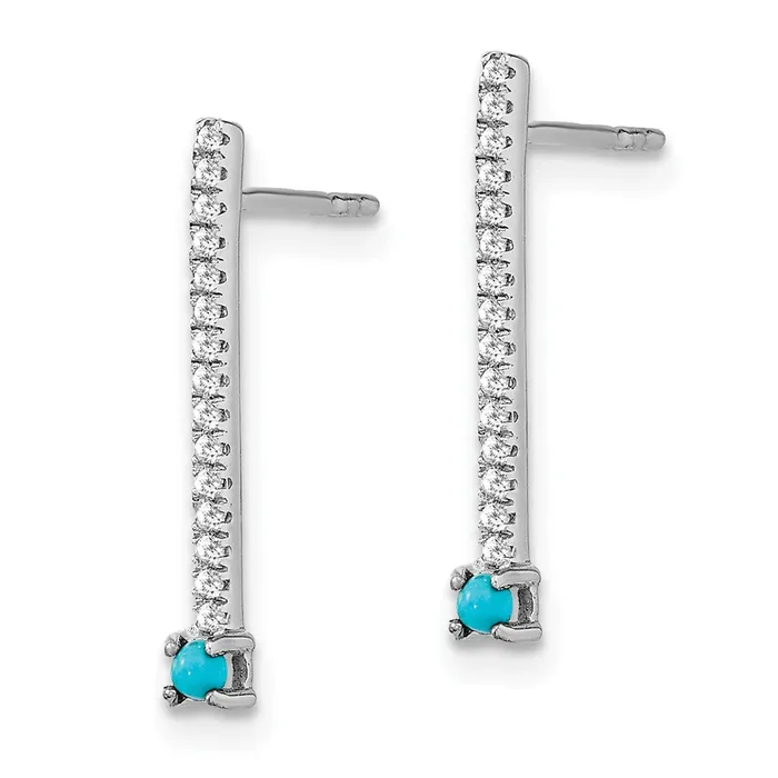 Goldia Earrings 14k White Gold Turquoise and White Topaz Earrings