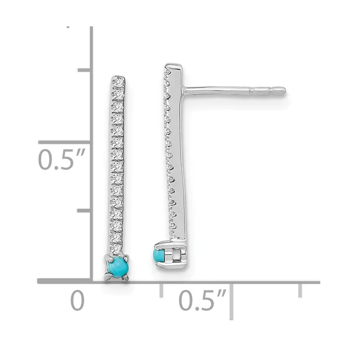 Goldia Earrings 14k White Gold Turquoise and White Topaz Earrings
