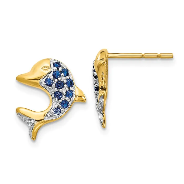 Goldia Earrings 14k Yellow Gold wRhodium Marquise SapphireReal Diamond Dolphin Post Earrings Goldia Earrings 14k Yellow Gold wRhodium Marquise SapphireReal Diamond Dolphin Post Earrings