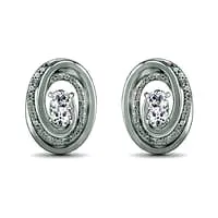Goldia Earrings Oval White LabCreated Sapphire and 007 CT TW Diamond Beaded Open Swirl Frame Stud Earrings in Sterling Silver Goldia Earrings Oval White LabCreated Sapphire and 007 CT TW Diamond Beaded Open Swirl Frame Stud Earrings in Sterling Silver