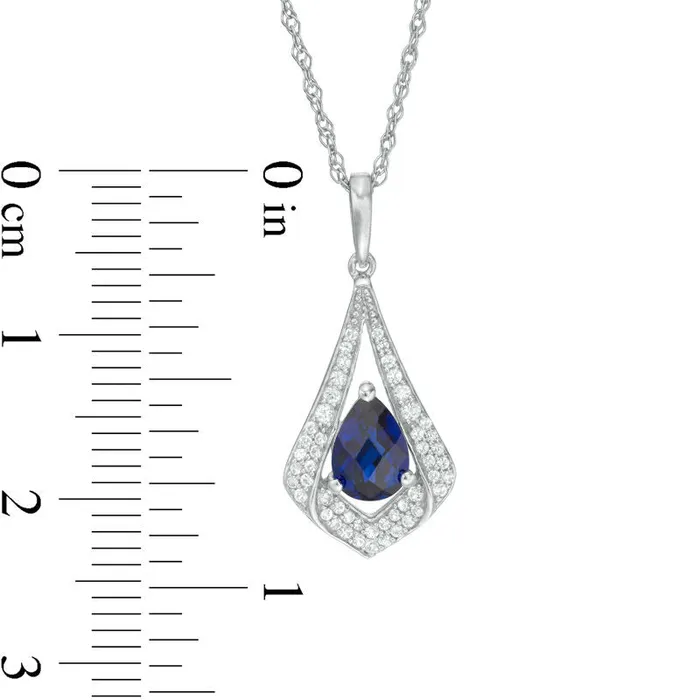 Goldia Earrings PearShaped LabCreated Blue and White Sapphire Pendulum Drop Pendant in Sterling Silver Goldia Earrings PearShaped LabCreated Blue and White Sapphire Pendulum Drop Pendant in Sterling Silver