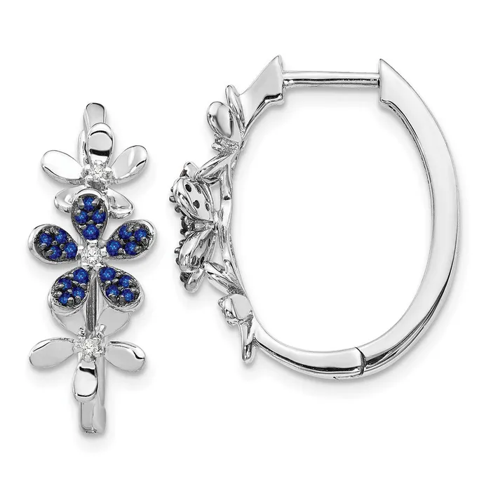 Goldia Earrings Solid 14k White Gold Simulated CZ and Sapphire Earrings