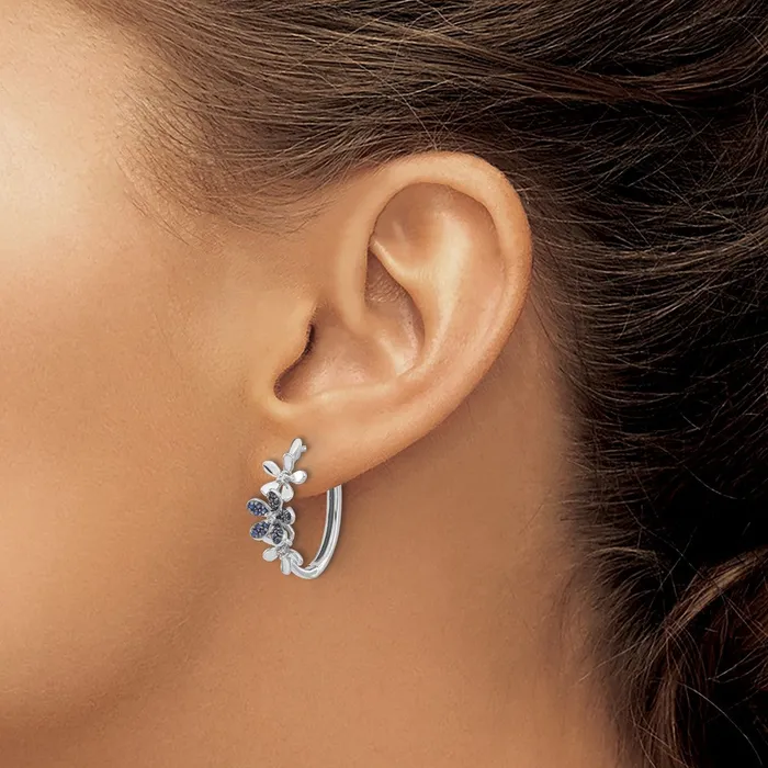 Goldia Earrings Solid 14k White Gold Simulated CZ and Sapphire Earrings Goldia Earrings Solid 14k White Gold Simulated CZ and Sapphire Earrings
