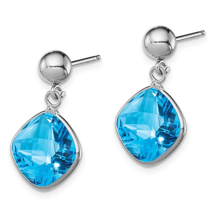 Goldia Earrings Sterling Silver Rhodiumplated Blue Topaz Dangle Post Earrings