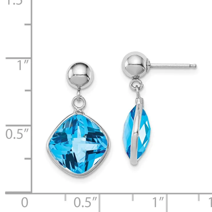 Goldia Earrings Sterling Silver Rhodiumplated Blue Topaz Dangle Post Earrings