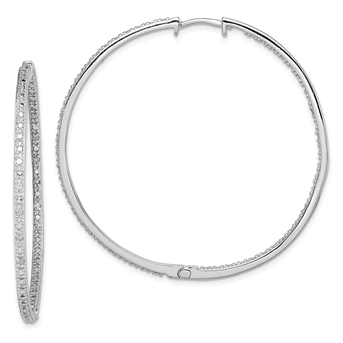 Goldia Earrings Sterling Silver Rhodiumplated Diamond In u0026 Out Hoop Earrings Goldia Earrings Sterling Silver Rhodiumplated Diamond In u0026 Out Hoop Earrings