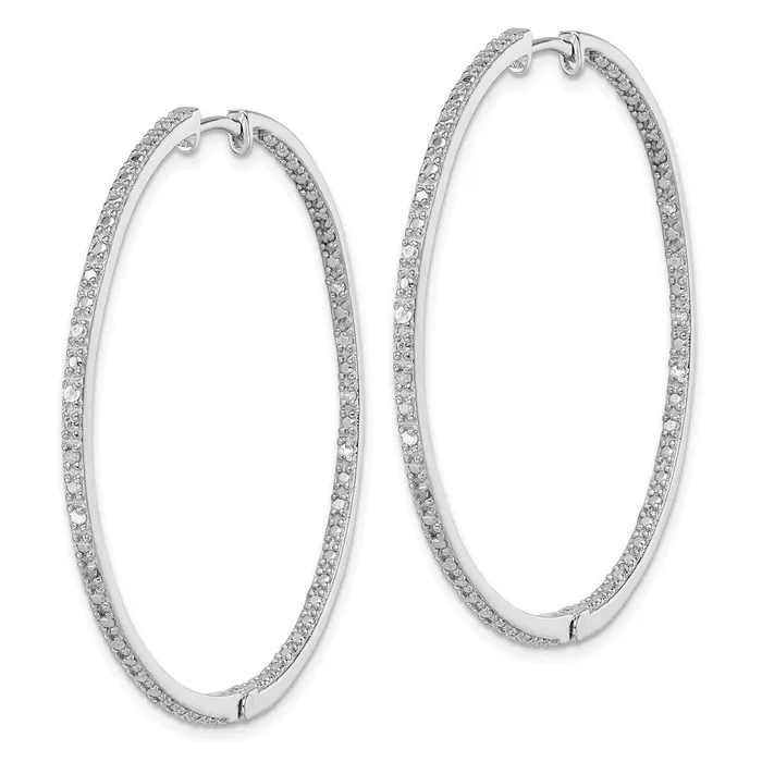 Goldia Earrings Sterling Silver Rhodiumplated Diamond In u0026 Out Hoop Earrings