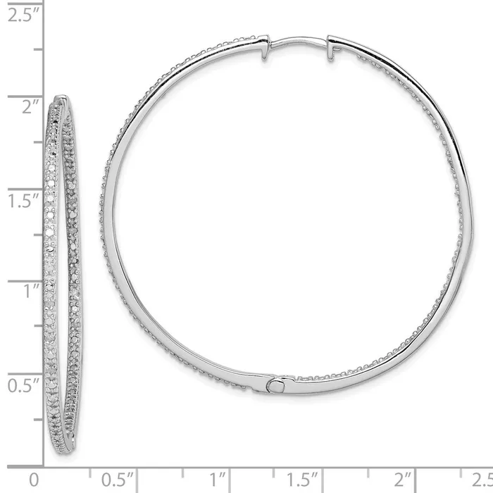 Goldia Earrings Sterling Silver Rhodiumplated Diamond In u0026 Out Hoop Earrings
