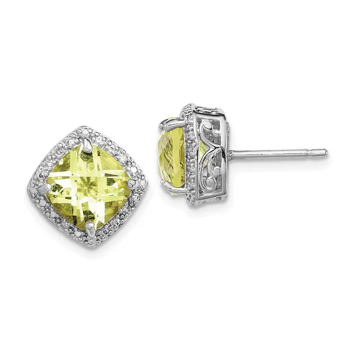 Goldia Earrings Sterling Silver Rhodiumplated Lemon Quartz and Diamond Earrings Goldia Earrings Sterling Silver Rhodiumplated Lemon Quartz and Diamond Earrings