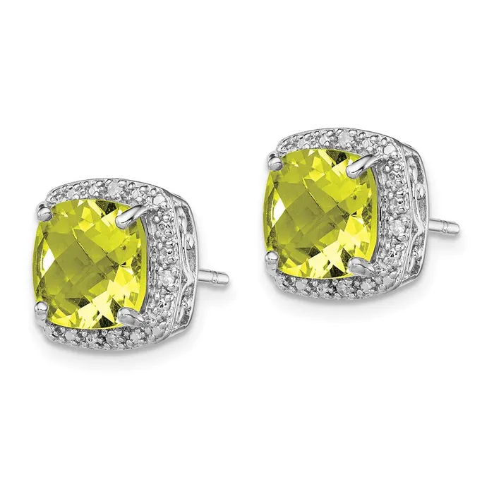 Goldia Earrings Sterling Silver Rhodiumplated Lemon Quartz and Diamond Earrings