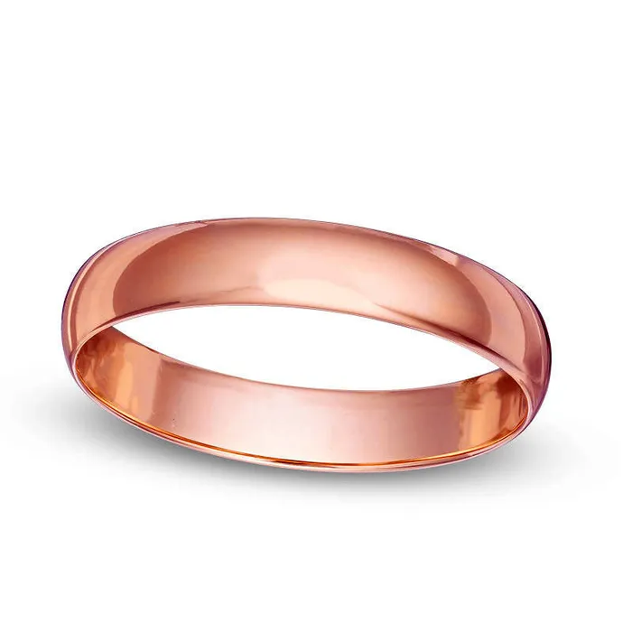 Goldia Mens 40mm Wedding Band in Solid 10K Rose Gold Rings