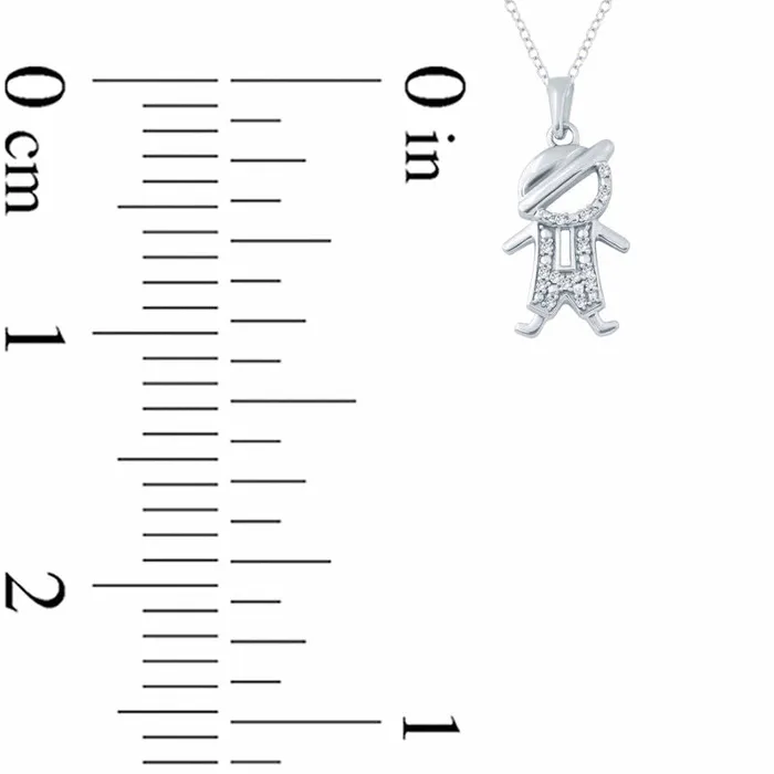 Goldia Necklaces 005 CT TW Natural Diamond Little Boy Pendant in Sterling Silver Goldia Necklaces 005 CT TW Natural Diamond Little Boy Pendant in Sterling Silver