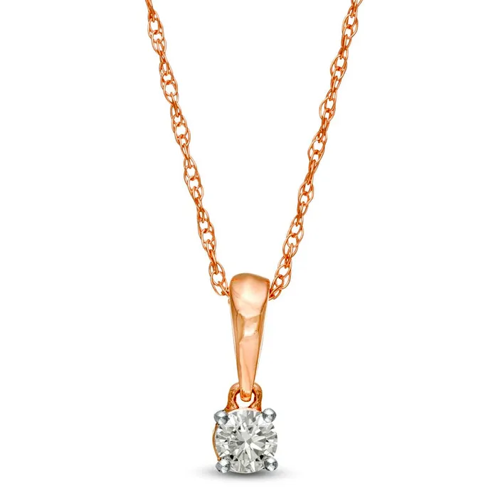 Goldia Necklaces 01 CT Natural Clarity Enhanced Solitaire Pendant in 10K Rose Gold Goldia Necklaces 01 CT Natural Clarity Enhanced Solitaire Pendant in 10K Rose Gold