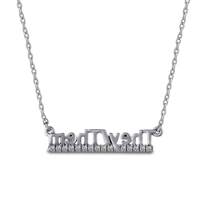 Goldia Necklaces 01 CT TW Natural Diamond Underlined TheyThem Necklace in Sterling Silver Goldia Necklaces 01 CT TW Natural Diamond Underlined TheyThem Necklace in Sterling Silver