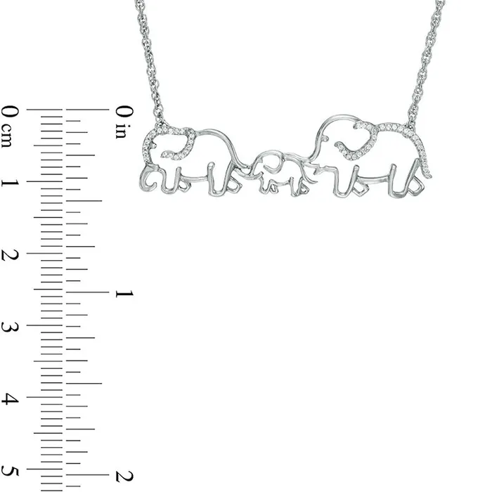 Goldia Necklaces 013 CT TW Natural Diamond Elephant Family Necklace in Sterling Silver 17 Goldia Necklaces 013 CT TW Natural Diamond Elephant Family Necklace in Sterling Silver 17