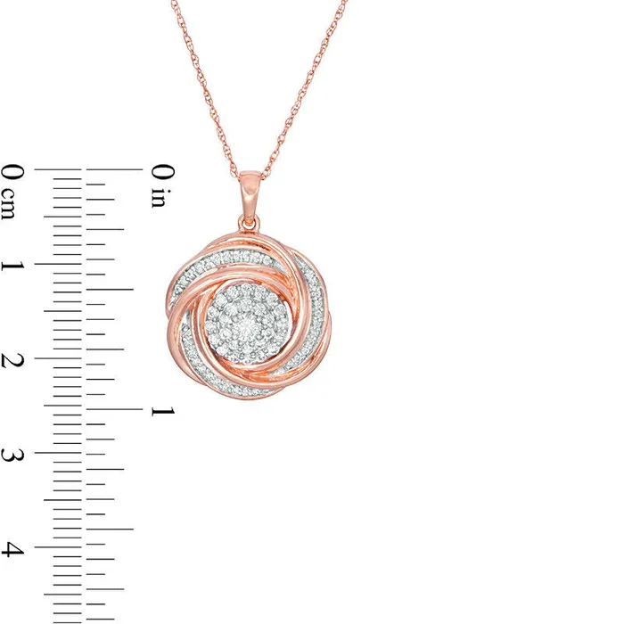 Goldia Necklaces 05 CT TW Natural Diamond Frame Love Knot Pendant in 10K Rose Gold Goldia Necklaces 05 CT TW Natural Diamond Frame Love Knot Pendant in 10K Rose Gold