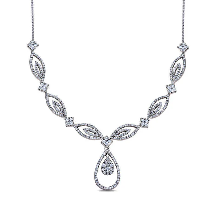 Goldia Necklaces 1 CT TW Composite Natural Diamond Teardrop Necklace in 10K White Gold Goldia Necklaces 1 CT TW Composite Natural Diamond Teardrop Necklace in 10K White Gold