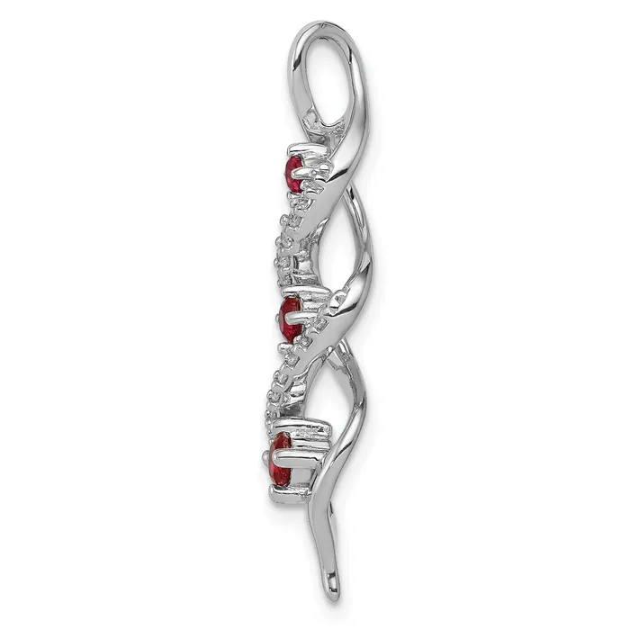 Goldia Necklaces 10k White Gold 115 Ct Lab Grown Diamond VSSI G and Lab Created Ruby Twist Chain Slide Pendant