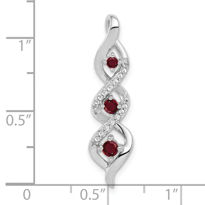 Goldia Necklaces 10k White Gold 115 Ct Lab Grown Diamond VSSI G and Lab Created Ruby Twist Chain Slide Pendant
