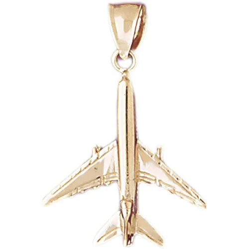 Goldia Necklaces 14K Gold 25MM 3D Two Engine Airplane Pendant