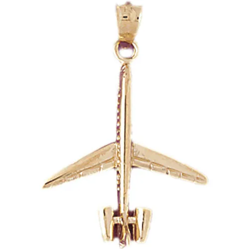 Goldia Necklaces 14K Gold 3D Rear Engine Airplane Pendant
