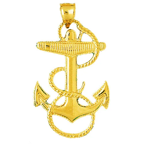 Goldia Necklaces 14K Gold Sailor Rope with Mariner Anchor Pendant