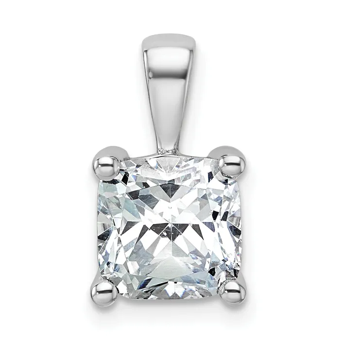 Goldia Necklaces 14k White Gold 3 Ct Lab Grown Diamond VSSI G Cushion Four Prong Pendant Goldia Necklaces 14k White Gold 3 Ct Lab Grown Diamond VSSI G Cushion Four Prong Pendant