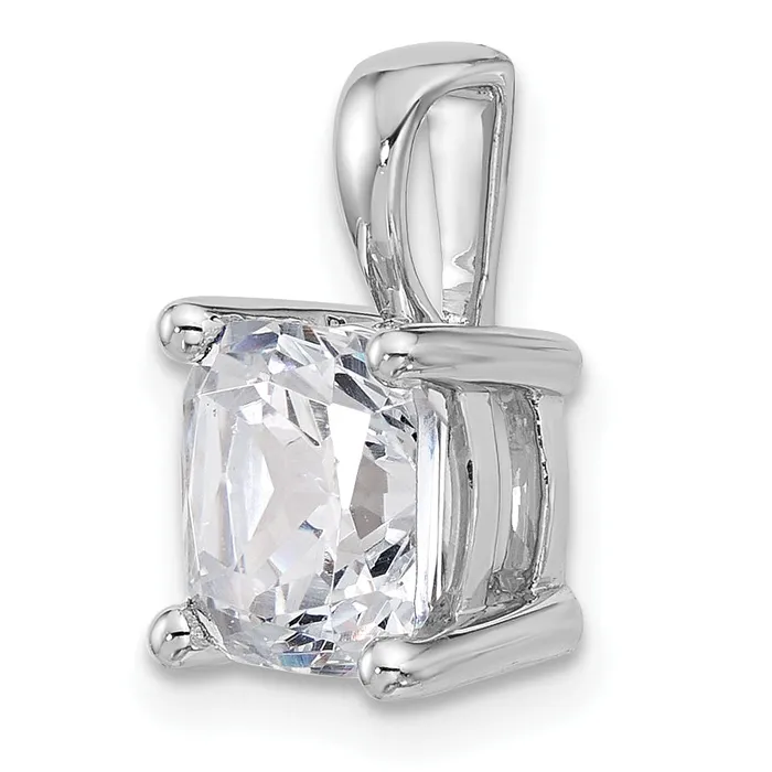 Goldia Necklaces 14k White Gold 3 Ct Lab Grown Diamond VSSI G Cushion Four Prong Pendant