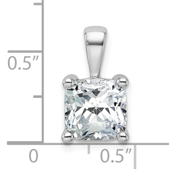 Goldia Necklaces 14k White Gold 3 Ct Lab Grown Diamond VSSI G Cushion Four Prong Pendant