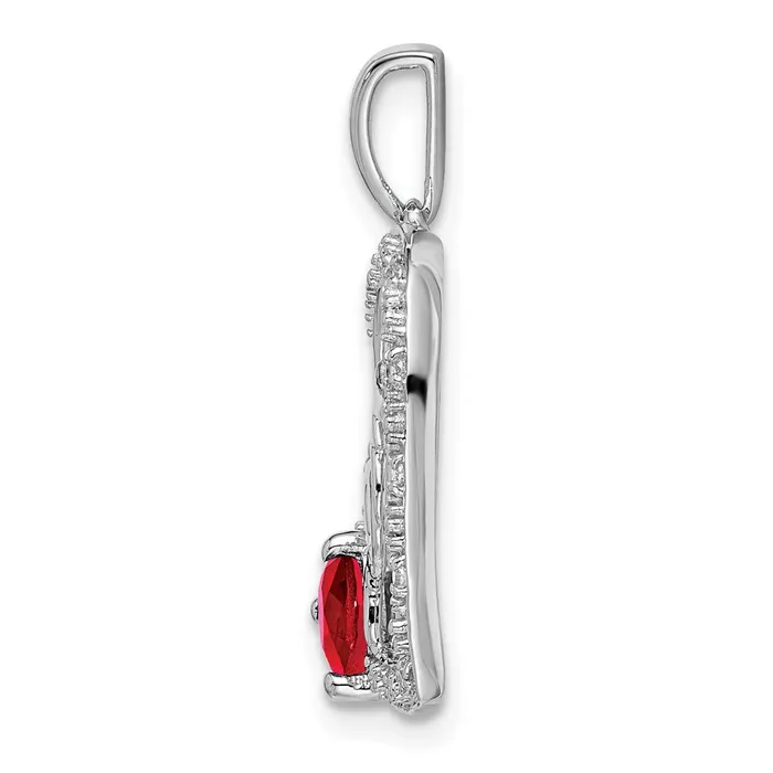 Goldia Necklaces 14k White Gold Ruby and Real Diamond MOM Heart Pendant