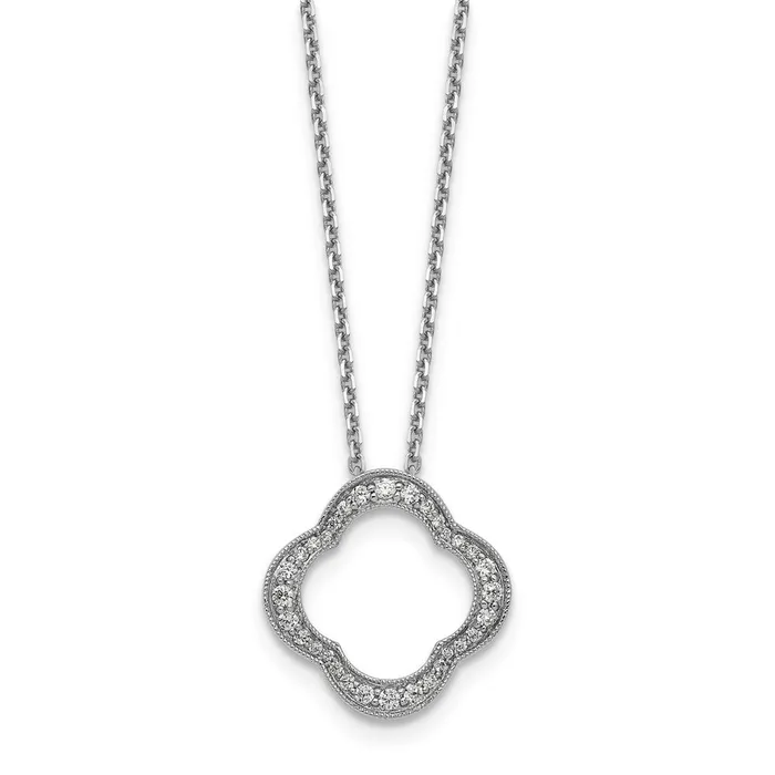 Goldia Necklaces 14K White GoldTrue Origin Lab Grown Real Diamond VSSI D E F Quatrefoil Floral Necklace Goldia Necklaces 14K White GoldTrue Origin Lab Grown Real Diamond VSSI D E F Quatrefoil Floral Necklace