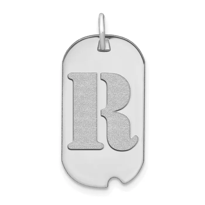 Goldia Necklaces 14k White Goldw Polished Letter R Initial Dog Tag Pendant