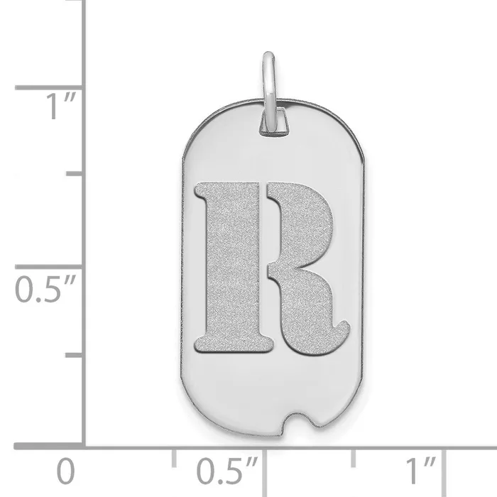 Goldia Necklaces 14k White Goldw Polished Letter R Initial Dog Tag Pendant