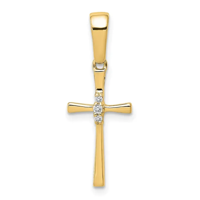 Goldia Necklaces 14K Yellow Gold 02ct Real Diamond Cross Pendant