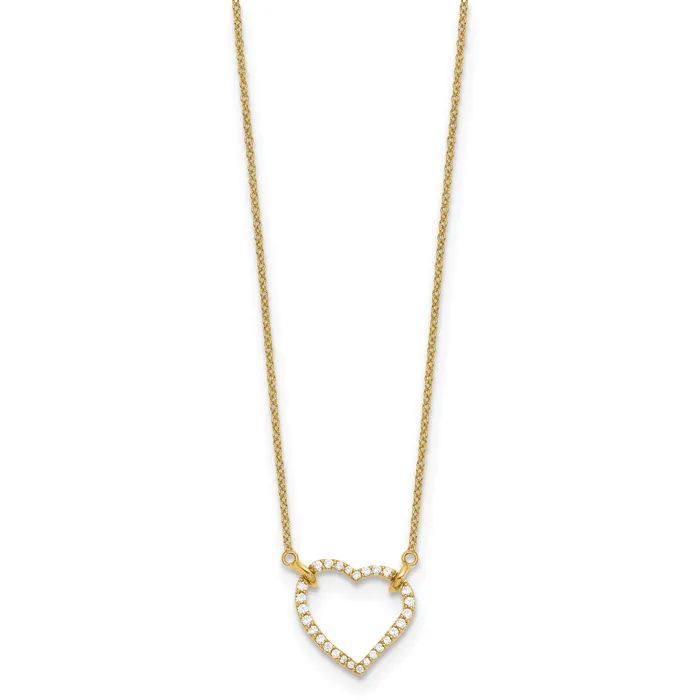 Goldia Necklaces 14k Yellow Gold 15 Ct Lab Grown Diamond VSSI G 18 inch Heart Necklace