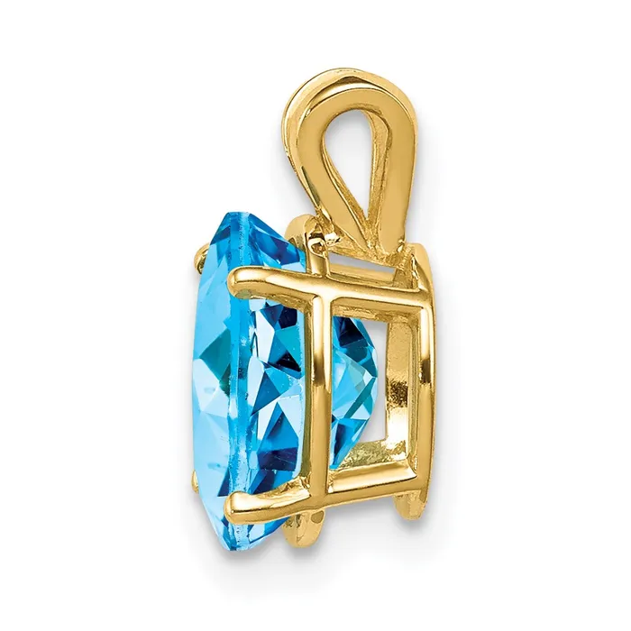 Goldia Necklaces 14K Yellow Gold 9x7mm Oval Blue Topaz Checker pendant