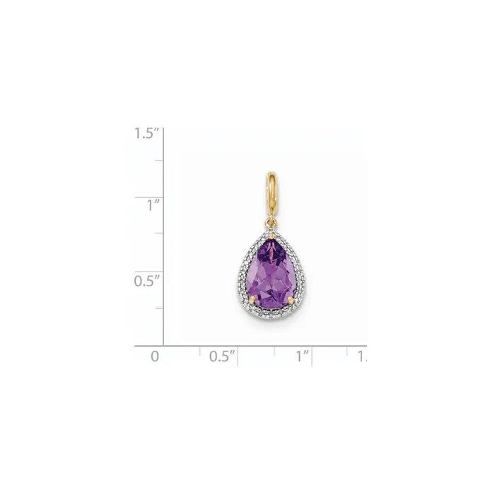 Goldia Necklaces 14K Yellow Gold Amethyst wReal Diamond Halo Pendant