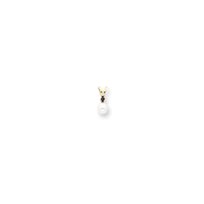 Goldia Necklaces 14k Yellow Gold Diamond 4mm White Cultured Pearl u0026 Sapphire Pendant Goldia Necklaces 14k Yellow Gold Diamond 4mm White Cultured Pearl u0026 Sapphire Pendant