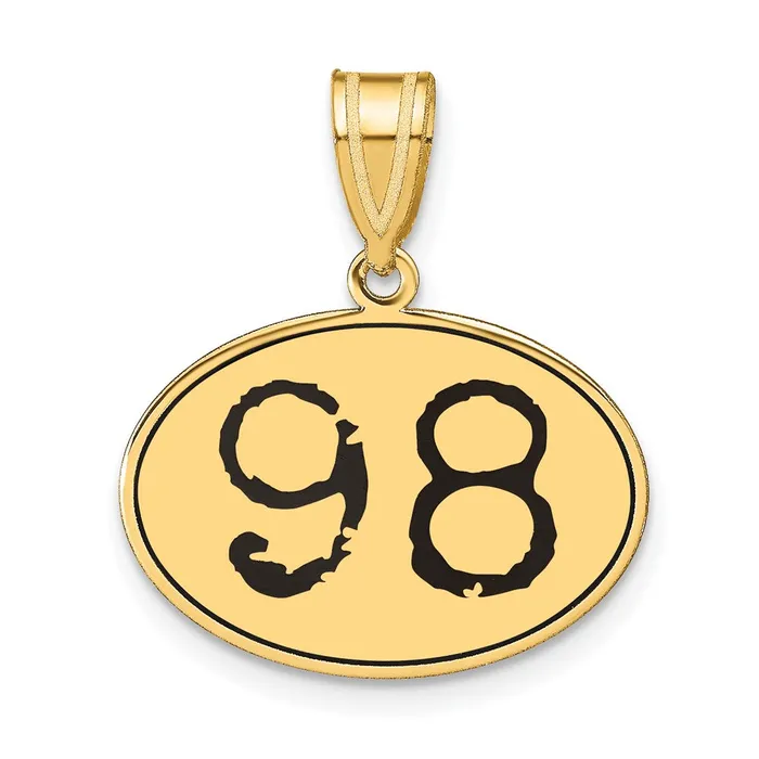 Goldia Necklaces 14k Yellow Gold Polished Number 98 Black Enamel Oval Pendant Goldia Necklaces 14k Yellow Gold Polished Number 98 Black Enamel Oval Pendant