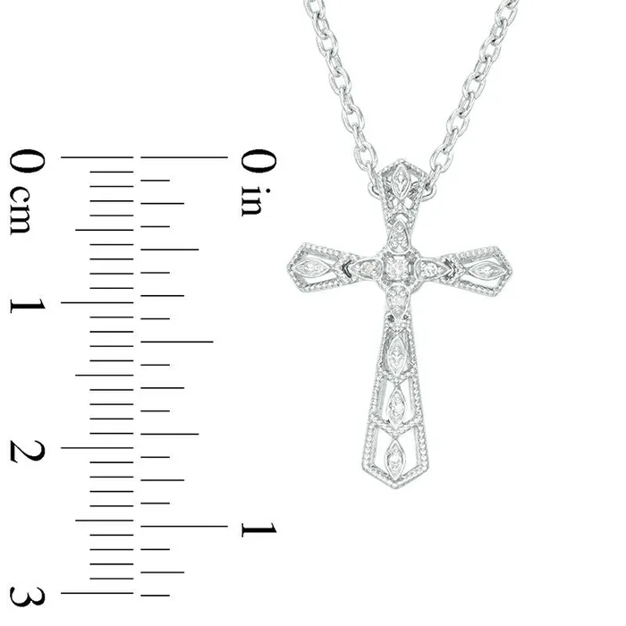 Goldia Necklaces Natural Diamond Accent Antique VintageStyle Chevron Cross Pendant in Sterling Silver Goldia Necklaces Natural Diamond Accent Antique VintageStyle Chevron Cross Pendant in Sterling Silver