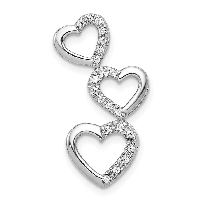 Goldia Necklaces Solid 14k White Gold 110ct Simulated CZ Triple Heart Chain Slide
