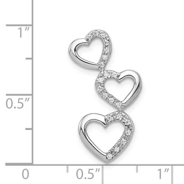 Goldia Necklaces Solid 14k White Gold 110ct Simulated CZ Triple Heart Chain Slide