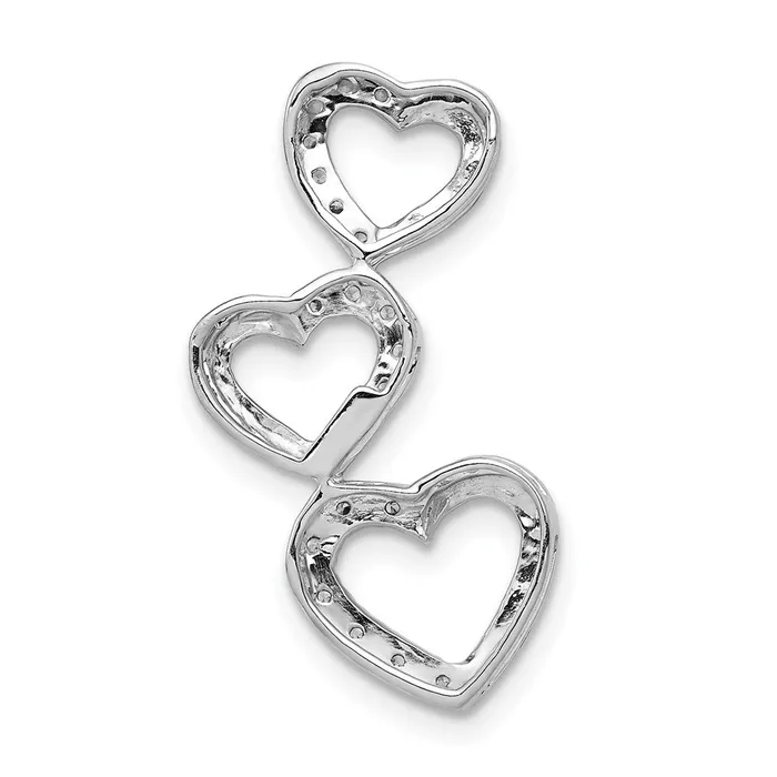 Goldia Necklaces Solid 14k White Gold 110ct Simulated CZ Triple Heart Chain Slide