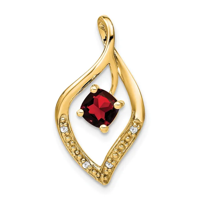 Goldia Necklaces Solid 14k Yellow Gold Simulated Garnet and CZ Pendant