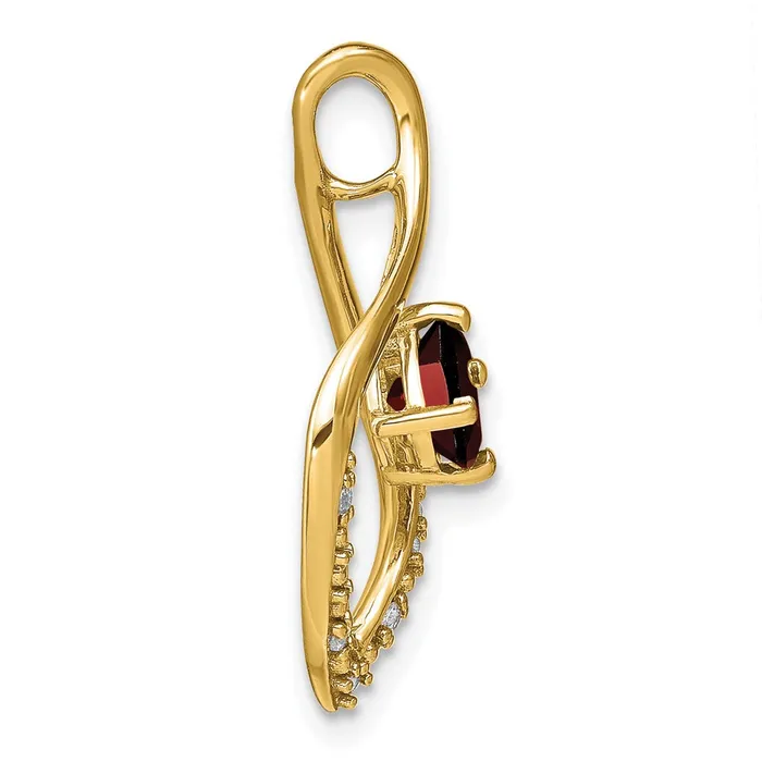 Goldia Necklaces Solid 14k Yellow Gold Simulated Garnet and CZ Pendant
