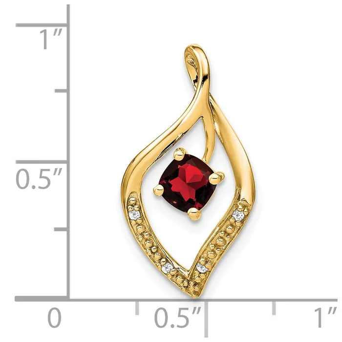 Goldia Necklaces Solid 14k Yellow Gold Simulated Garnet and CZ Pendant