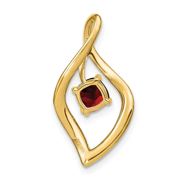 Goldia Necklaces Solid 14k Yellow Gold Simulated Garnet and CZ Pendant