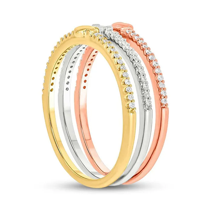Goldia Rings 020 CT TW Natural Diamond Heart and Spade Stack Ring Set in Sterling Silver and Solid 14K TwoTone Gold Plate Goldia Rings 020 CT TW Natural Diamond Heart and Spade Stack Ring Set in Sterling Silver and Solid 14K TwoTone Gold Plate
