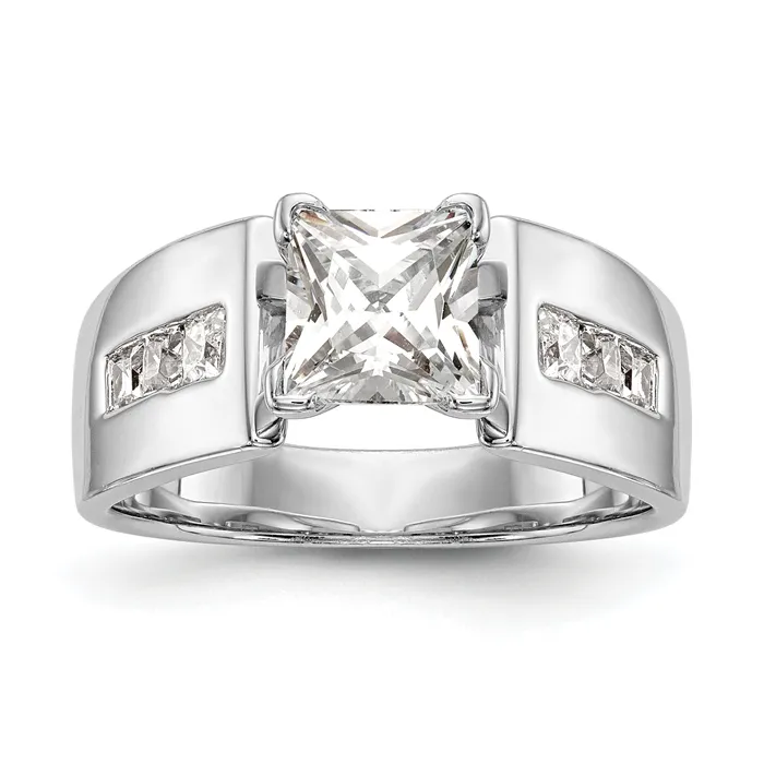 Goldia Rings 038ct CZ Solid Real 14K White Gold Peg Set Engagement Ring