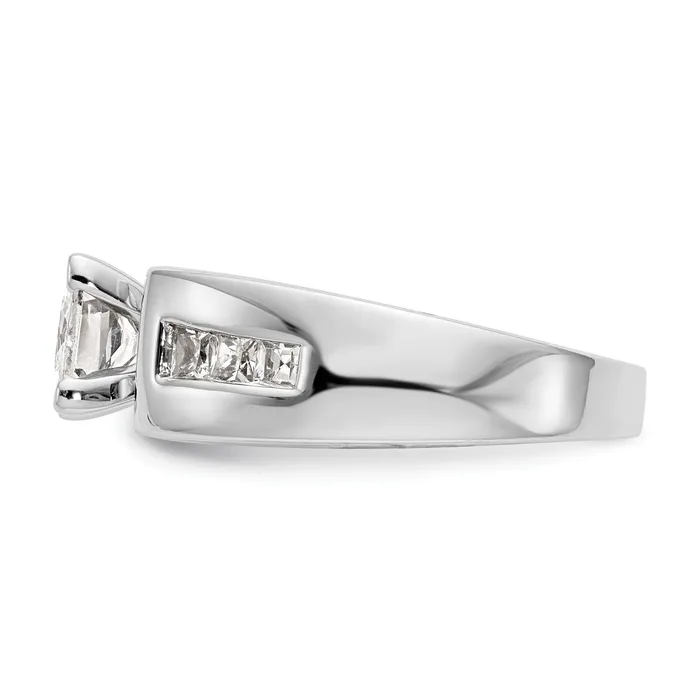 Goldia Rings 038ct CZ Solid Real 14K White Gold Peg Set Engagement Ring